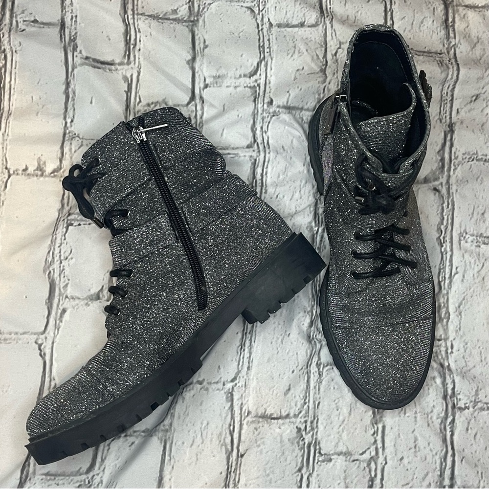 Jessica Simpson KERINA Pewter Glitter Combat Boots - Picture 5 of 9